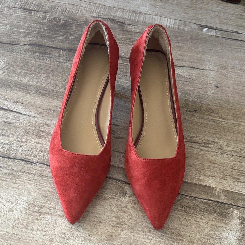 Elegant Red Suede Women's Heels